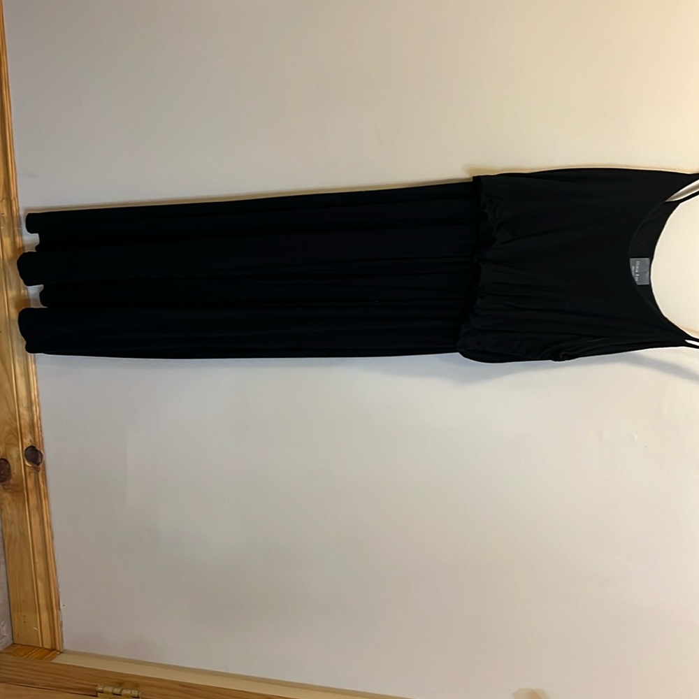 Black strap sleeve soft cotton dress